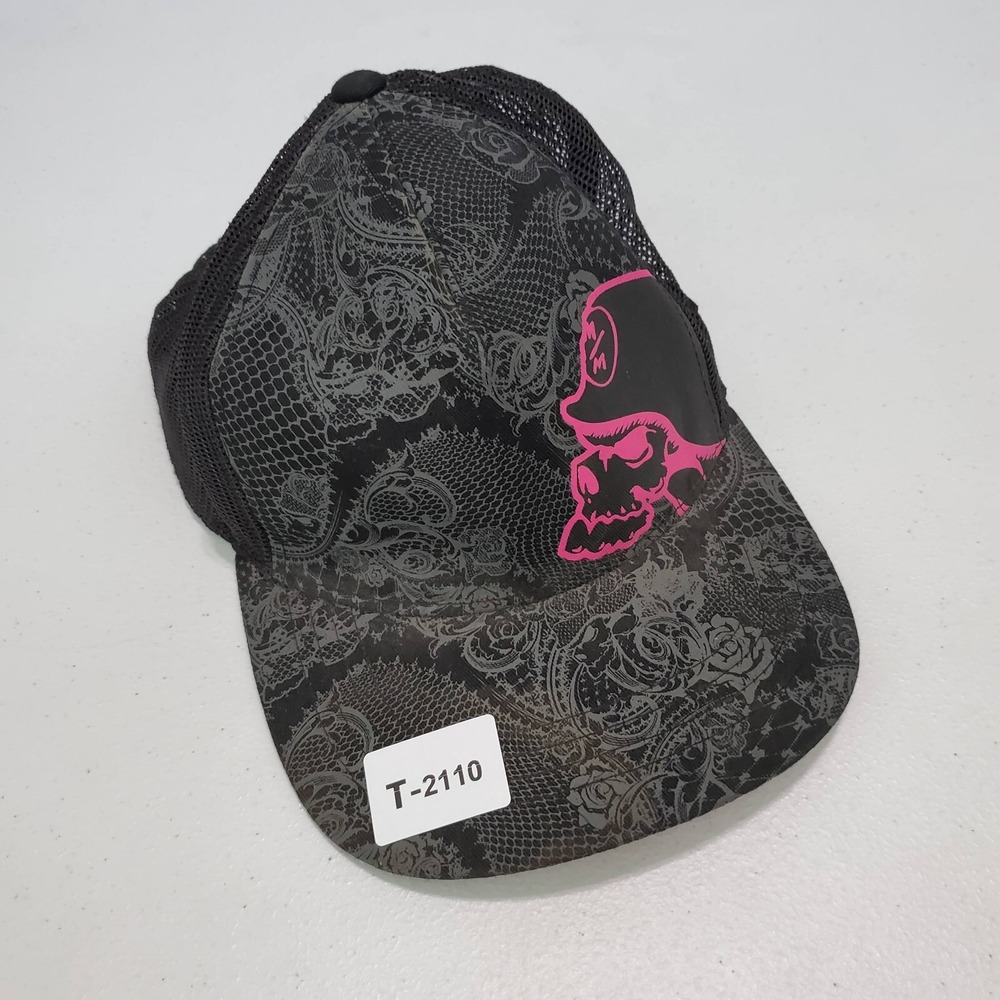 Metal Mulisha Women Hat One Size Black Floral Trucker Cap Skull Graphic READ